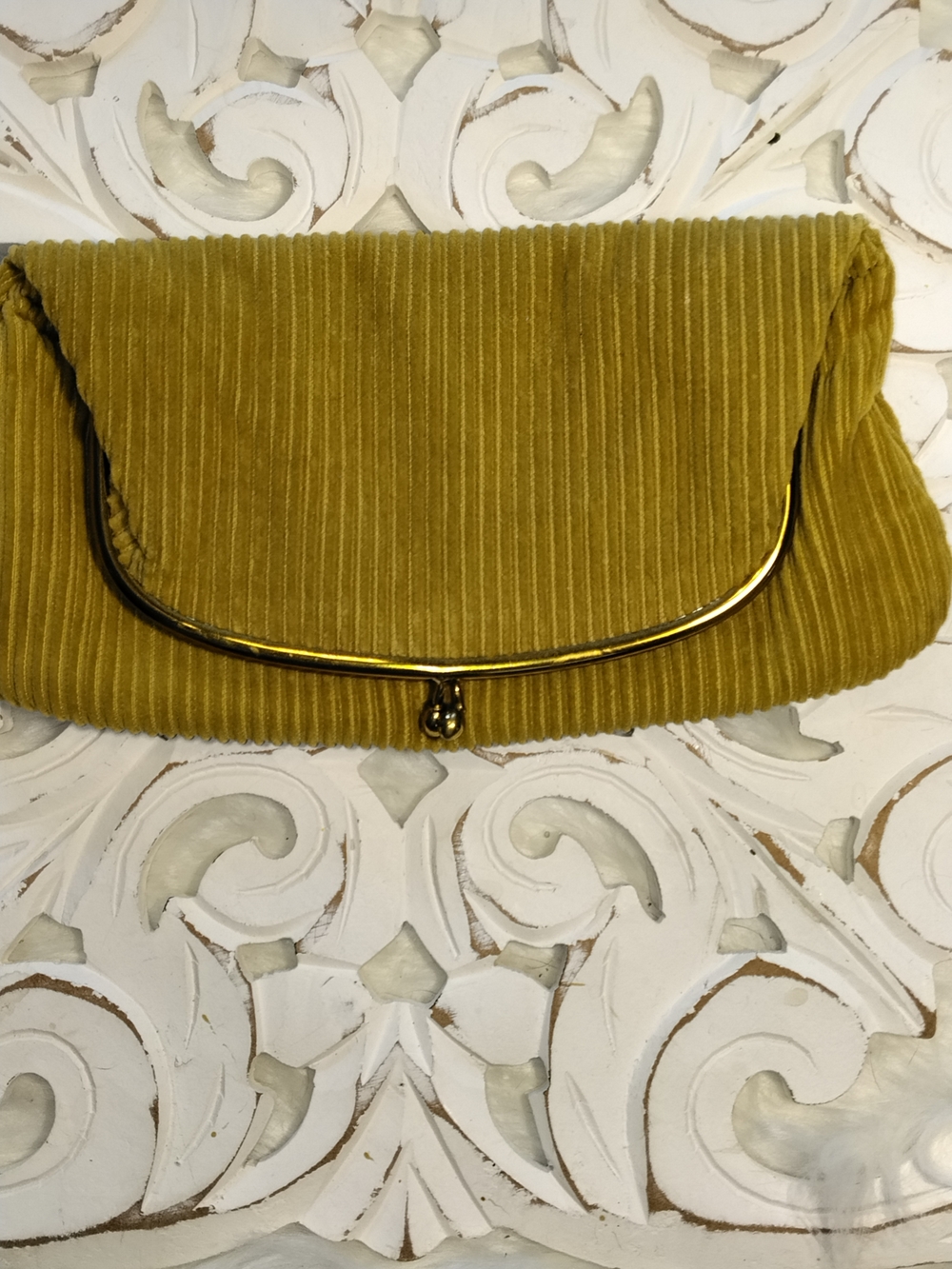 Corduroy Clutch Bag in Mustard Yellow